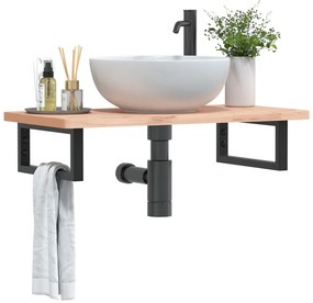 vidaXL Βραχίονες Ραφιών για Νιπτήρα Ορθ. 2 Τεμ. Μαύρο Χάλυβας