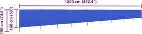 vidaXL Προστατευτικό Αέρα με 9 Πάνελ Αζούρ Μπλε 1200x160 εκ Υφασμάτινο