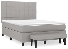 Κρεβάτι Boxspring με Στρώμα Ανοιχτό Γκρι 140x190 εκ. Υφασμάτινο - Γκρι