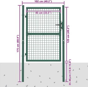 vidaXL Πόρτα Περίφραξης Πράσινη 100x125 εκ. από Ατσάλι