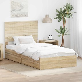 vidaXL Κρεβάτι Αποθήκης Δρύς Sonoma 100 x 200 cm Επεξεργασμένο Ξύλο