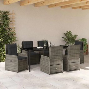vidaXL Σέτ φαγητού για κήπο 7 pcs Γκρι συνθετικό ρατάν