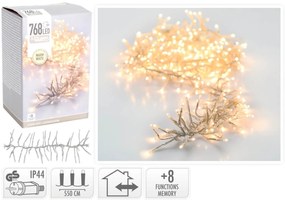 768 Φωτάκια LED - 5.6 Μέτρα + 3 Μέτρα σύνδεσης, Κανονική Διάταξη, με χειριστήριο, 8 προγράμματα, Διάφανο καλώδιο PVC - Θερμό Λευκό