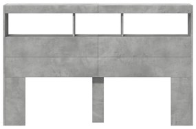 vidaXL Κεφαλάρι με Αποθηκ. Χώρο &amp; LED Γκρι Σκυρ. 160x17x102 εκ.
