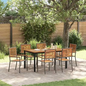 vidaXL Σέτ φαγητού για κήπο 7 pcs Γκρι, φυσικό 150 x 90 x 75 cm