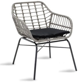 Naoki armchair metal black-pe gray 60x70x75 εκ.