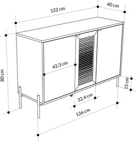 Μπουφές Naive Megapap χρώμα sapphire oak 126x40x80εκ.