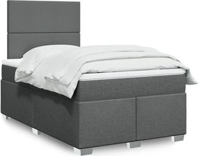 vidaXL Κρεβάτι Boxspring με Στρώμα Σκούρο Γκρι 120x200 εκ. Υφασμάτινο