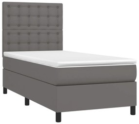 Κρεβάτι Boxspring με Στρώμα Γκρι 80 x 200 εκ. Συνθετικό Δέρμα - Γκρι