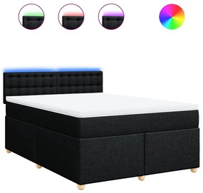 vidaXL Κρεβάτι Boxspring με Στρώμα Μαύρο 140x190 εκ. Υφασμάτινο