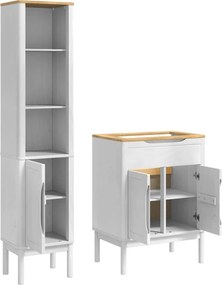 vidaXL Σετ Επίπλων Μπάνιου FLORO 2 pcs Λευκό Στερεό ξύλο πεύκου