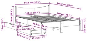 ΠΛΑΙΣΙΟ ΚΡΕΒΑΤΙΟΥ ΜΕ ΣΥΡΤΑΡΙΑ 140X200 ΕΚ ΜΑΣΙΦ ΞΥΛΟ ΠΕΥΚΟ 3301905