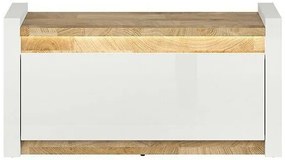 Παπουτσοθήκη Boston BH117, Westminster δρυς, Γυαλιστερό λευκό, 100x51x37cm, 26 kg, Πλαστικοποιημένη μοριοσανίδα, Ινοσανίδες μέσης πυκνότητας