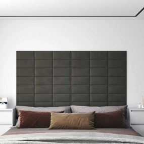vidaXL Κεφαλάρι Τοίχου 12 pcs Σκούρο Γκρι Βελούδο