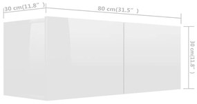 Έπιπλα Τηλεόρασης 4 τεμ. Γυαλ. Λευκό 80x30x30 εκ. Επεξ. Ξύλο - Λευκό