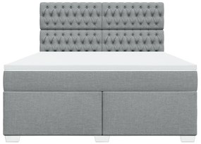 vidaXL Κρεβάτι Boxspring με Στρώμα Ανοιχτό Γκρι 180x200 εκ. Υφασμάτινο