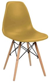 Καρέκλα Τραπεζαρίας Eiffel 42x51,5xΗ81cm Mustard 03-0749 Σετ 4τμχ Ξύλο,Πολυπροπυλένιο