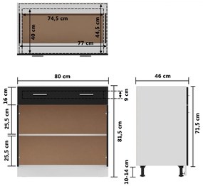 Ντουλάπι με Συρτάρι Μαύρο 80x46x81,5 εκ. Επεξ. Ξύλο - Μαύρο