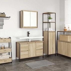 vidaXL Σετ Επίπλων Μπάνιου με συρτάρι 2 pcs Σονομα δρυς και Μαύρο