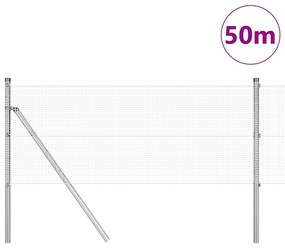 vidaXL Φράχτης με Στήλες. Ασημί 0.4 x 50 μ. Ατσάλι