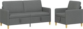 vidaXL Σαλονάκι Σετ Με Αποθηκευτικό Χώρο 2 pcs Σκούρο Γκρι Πολυεστέρας