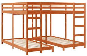 vidaXL Σκελετός Κουκέτας Τριών Επιπέδων Κερωτό καφέ 200 x 200 cm