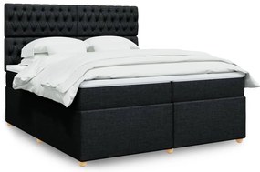 vidaXL Κρεβάτι Boxspring με Στρώμα Μαύρο 200x200 εκ. Υφασμάτινο