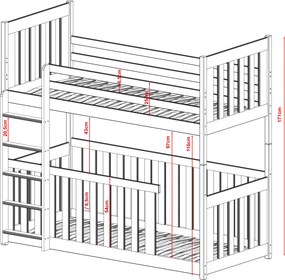 CRIS 90x190 graphite bunk bed Lano Furniture
