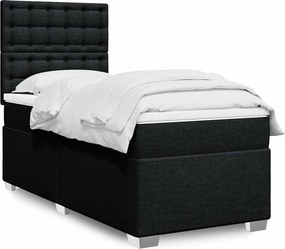 vidaXL Κρεβάτι Boxspring με Στρώμα Μαύρο 90x190 εκ.Υφασμάτινο