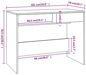 Γραφείο Γκρι Sonoma 100x50x76,5 εκ. από Επεξεργασμένο Ξύλο - Γκρι