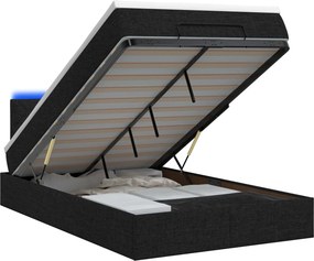 vidaXL Κρεβάτι Ottoman με Στρώμα και LED Μαύρο 120 x 190 cm Ύφασμα