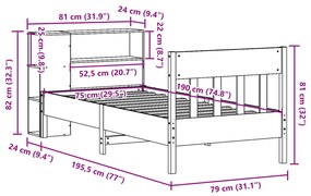 ΚΡΕΒΑΤΙ ΒΙΒΛΙΟΘΗΚΗ ΧΩΡΙΣ ΣΤΡΩΜΑ 75X190 ΕΚ ΜΑΣΙΦ ΞΥΛΟ ΠΕΥΚΟΥ 3323208