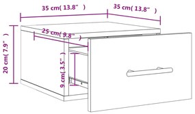 Κομοδίνα Επιτοίχια 2 τεμ. Λευκά 35x35x20 εκ. - Λευκό