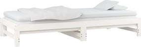 vidaXL Καναπές Κρεβάτι Συρόμενος Λευκός 2x(80x200) εκ. από Μασίφ Πεύκο