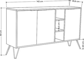 Μπουφές Clara Megapap χρώμα sapphire oak - λευκό 142x35,6x83εκ.