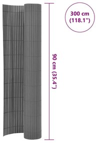vidaXL Περίφραξη Κήπου Διπλής Όψης Γκρι 90 x 300 εκ. από PVC