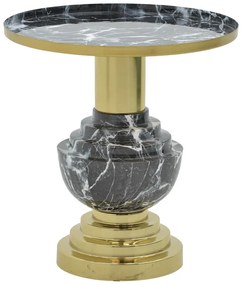 Βοηθητικό τραπέζι Cogent Inart pakoworld μαύρο-χρυσό μέταλλο Φ46x50εκ