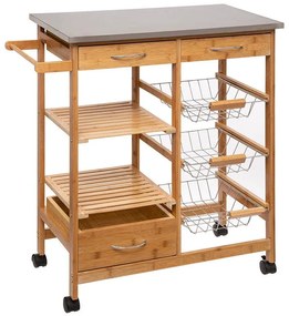 7-Tier trolley Esla bamboo natural-white 73,5x37x86cm 73.5x37x86 εκ.