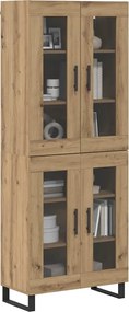vidaXL Highboard 2 pcs Artisan Oak Σύνθετο Ξύλο και Γυαλί