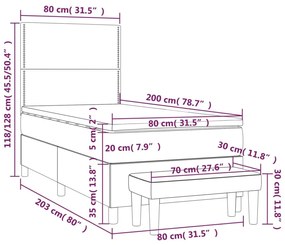 Κρεβάτι Boxspring με Στρώμα Μαύρο 80 x 200 εκ. Βελούδινο - Μαύρο