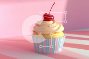 Σετ των 2 Intra Συλλεκτικό Ξύλινο Παζλ Plywood 4mm - Λαχταριστό cupcake με κεράσι από πάνω Σε Ξύλινο Κουτί - Διαστάσεις: 10x10 cm – 25 κομμάτια