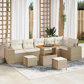 vidaXL Σετ Καναπέ Κήπου 9 pcs Μπεζ συνθετικό ρατάν