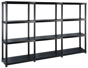 VidaXL Ραφιέρα Αποθήκευσης 4 Επιπέδων Μαύρη 183x30,5x130 εκ. Πλαστική