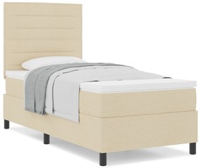 vidaXL Κρεβάτι Θεμελίωσης με Στρώμα Κρέμα 100x200 εκ. Ύφασμα