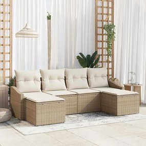 vidaXL Σετ Καναπέ Κήπου 6 pcs Μπεζ Πολυ ράταν