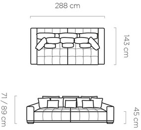 Καναπές Dimelo τριθέσιος-Ekrou