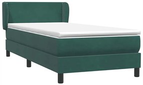 vidaXL Κρεβάτι Boxspring με Στρώμα Σκούρο Πράσινο 100x210εκ. Βελούδινο