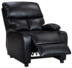 Πολυθρόνα relax με ποτηροθήκη Gartia μαύρο pu 79x94x102εκ
