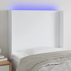 VidaXL Κεφαλάρι Κρεβατιού LED Λευκό 103x16x118/128 εκ. Συνθετ. Δέρμα