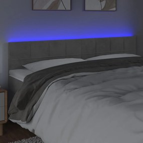 Κεφαλάρι Κρεβατιού LED Ανοιχτό Γκρι 160x5x78/88 εκ. Βελούδινο 3121666
